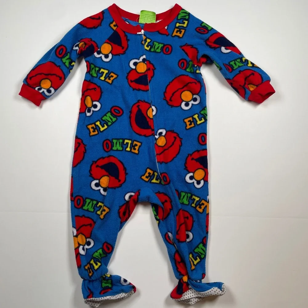 Sesame Street Elmo Fleece Footed‎ Pajamas Sleeper Kids Size 18M